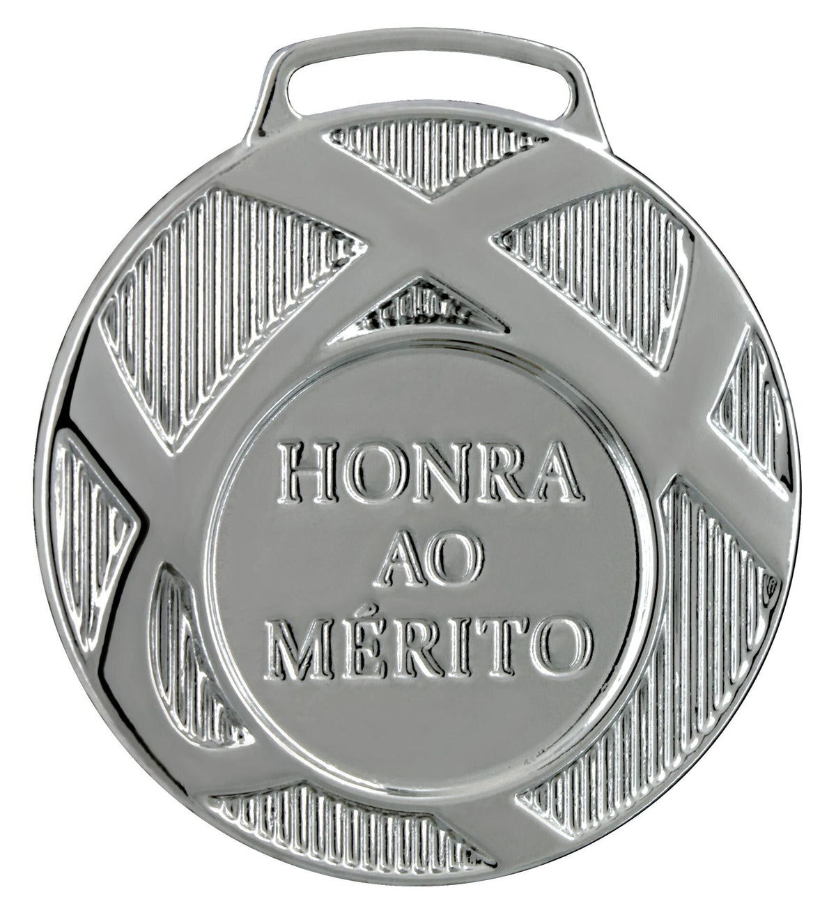 Medalha prata vitória 45001 4,5 cm com fita azul