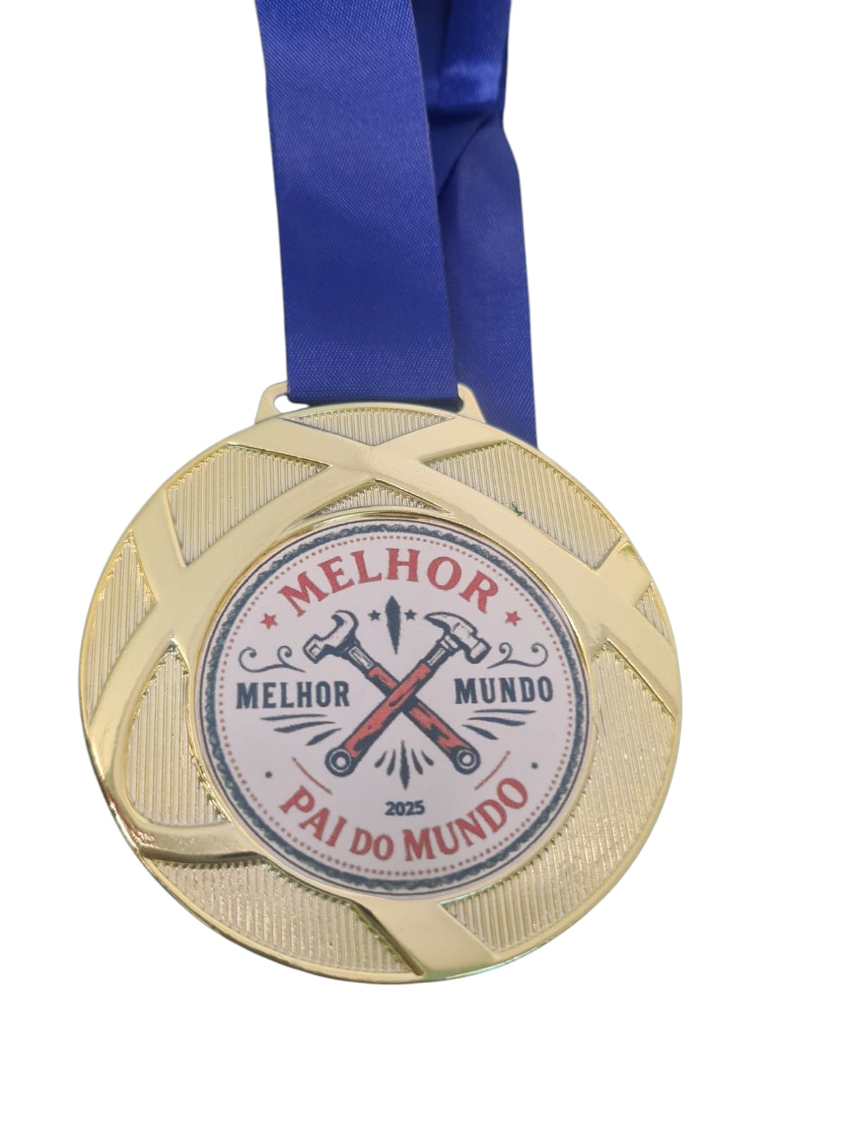 Medalha Melhor Pai  80001 8,0 cm com fita azul