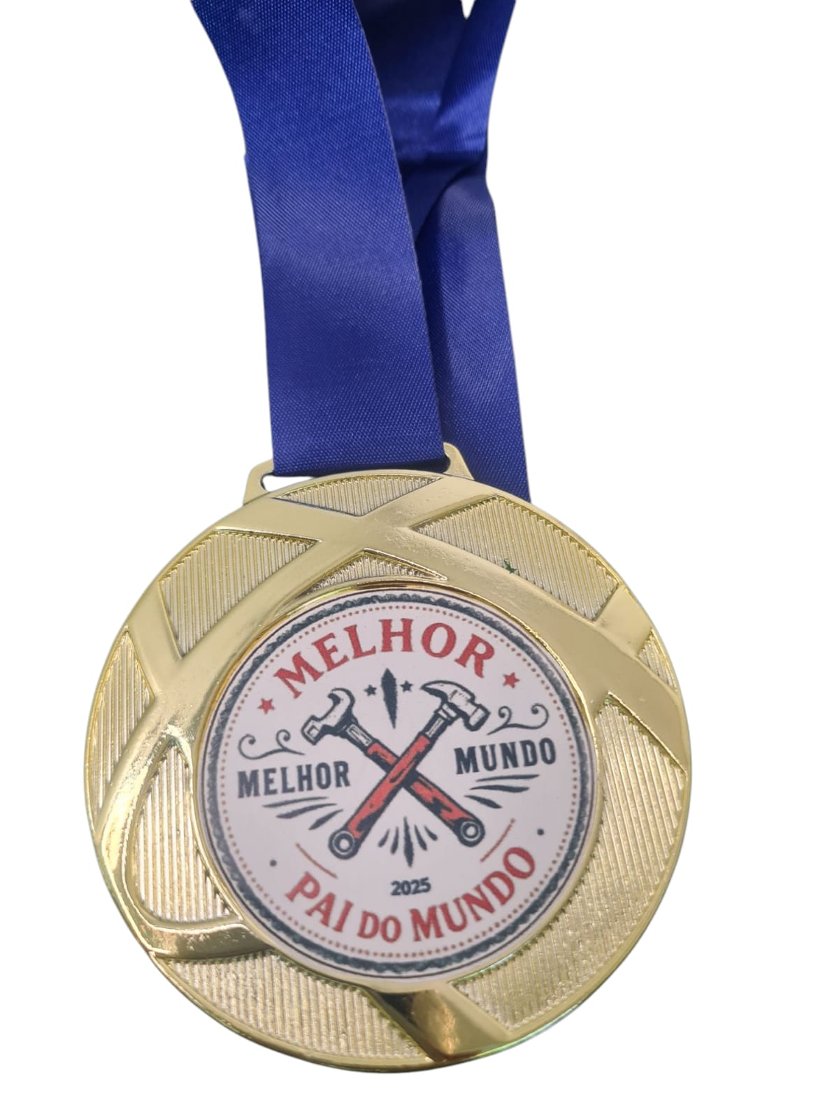 Medalha Melhor Pai  80001 8,0 cm com fita azul