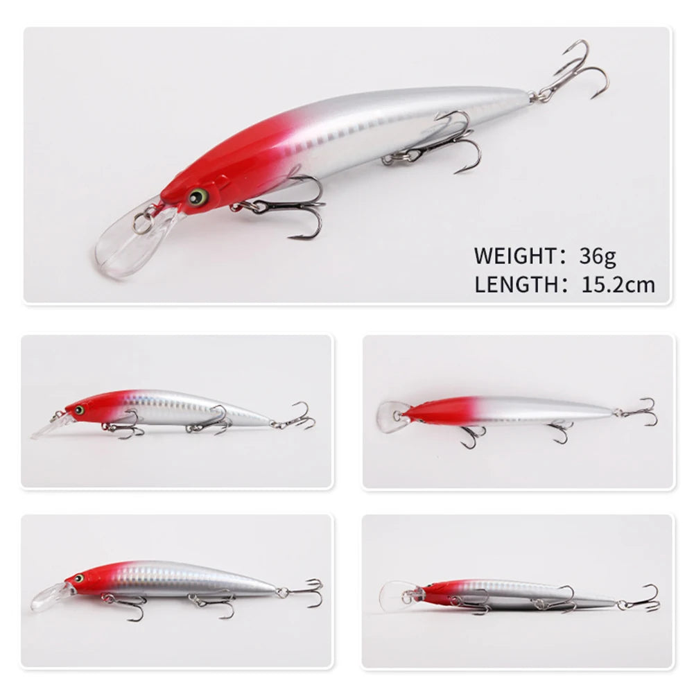 5 pçs 15.2cm 36g iscas de pesca artificial duro isca afundando wobbler isca de pesca para truta baixo carpa acessórios de pesca