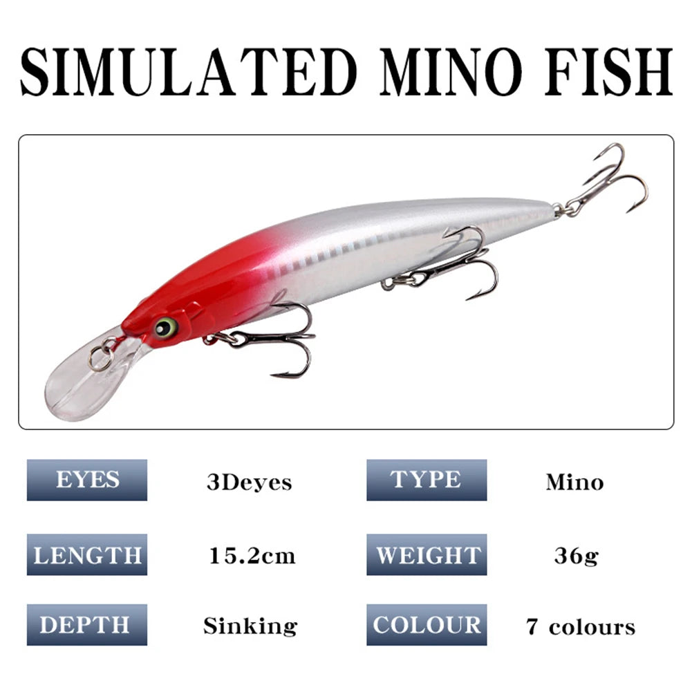 5 pçs 15.2cm 36g iscas de pesca artificial duro isca afundando wobbler isca de pesca para truta baixo carpa acessórios de pesca
